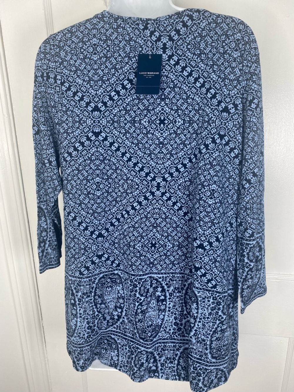 Lucky Brand NWT Blue Patterned Scoop Neck Tunic - Picture 5 of 6